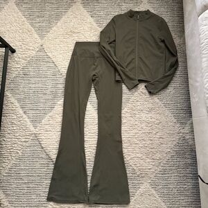 PrettyLittleThing Olive Flare Pants & Jacket Set